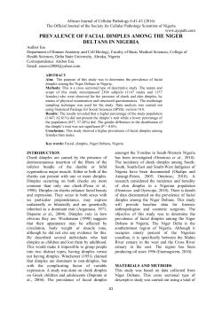 prevalence of facial dimples among the niger deltans in nigeria