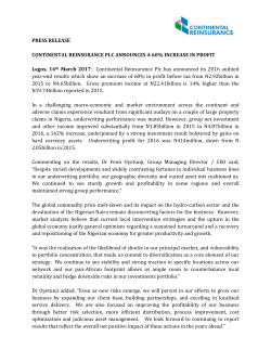 Continental Reinsurance Plc announces a 60% increase in profit