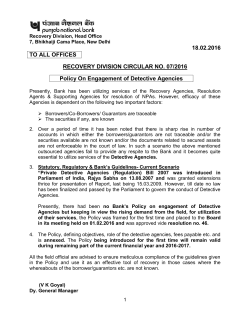 RECOVERY -07/2016 -Policy On Engagement of Detective Agencies