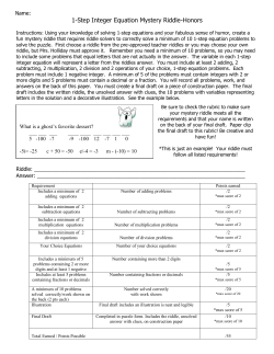 Adding and Subtracting Integers Mystery Riddle