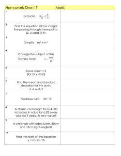 Homework Sheet 1 Date