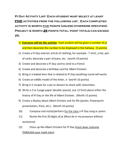 Pi Day Activity List: Each student must select at least FIVE activities