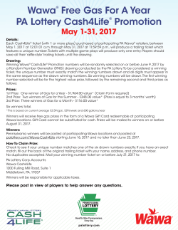 Wawa Cash4Life/Free Gas Information Sheet