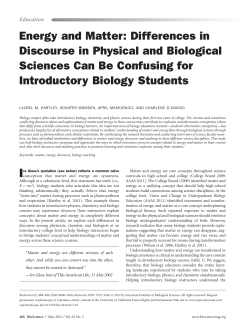 Energy and Matter: Differences in Discourse in Physical and