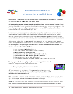 Prevent the Summer `Math Slide` It`s is a great time to play Math Games