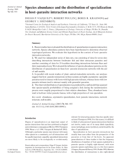 Species abundance and the distribution of specialization in host
