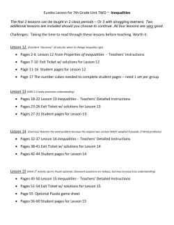 Eureka Lesson for 7th Grade Unit TWO ~ Inequalities Challenges