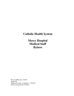 Catholic Health System Mercy Hospital Medical Staff Bylaws