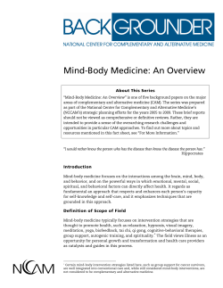 NCCAM: Mind-Body Medicine &ndash; An Overview