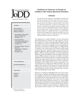 Predictors of Advocacy in Parents of Children with Autism Spectrum