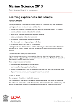 Marine Science 2013 Teaching and learning resources: Learning