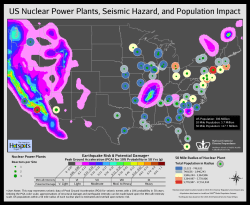 US Nuclear Power Plants, Seismic Hazard, and Population Impact