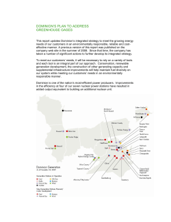 DOMINION`S PLAN TO ADDRESS GREENHOUSE GASES