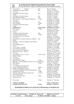 St. Francis Xavier School Events Sheet for Term 4, 2014