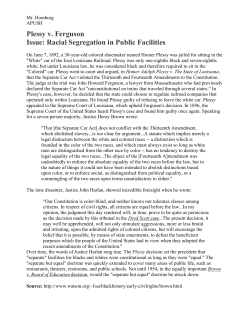 Plessy v. Ferguson Issue
