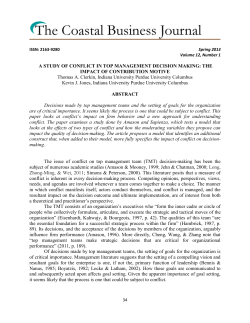 A STUDY OF CONFLICT IN TOP MANAGEMENT DECISION MAKING
