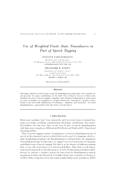 Use of Weighted Finite State Transducers in Part of Speech