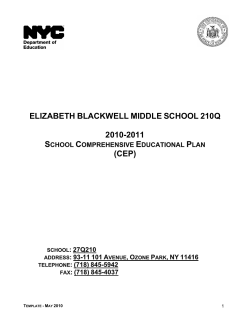 ELIZABETH BLACKWELL MIDDLE SCHOOL 210Q 2010