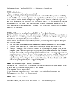 1 Shakespeare Lesson Plan, June 29th 2016 &mdash; A Midsummer