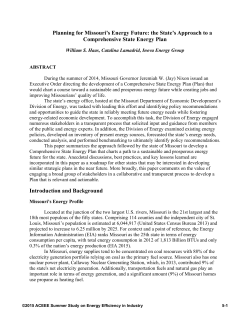 Planning for Missouri`s Energy Future: the State`s Approach
