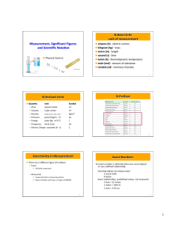 Measurement, Significant Figures and Scien\fic Nota\on SI Base