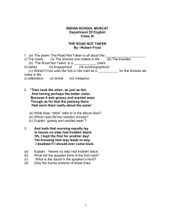 Class IX English worksheet The Road Not Taken