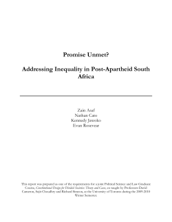 ADDRESSING INEQUALITY IN POST-APARTHEID SOUTH AFRICA