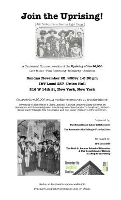 Join the Uprising! - Remember the Triangle Fire Coalition