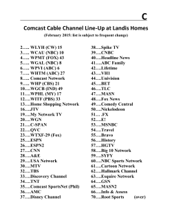 Comcast Cable Channel Line-Up at Landis Homes