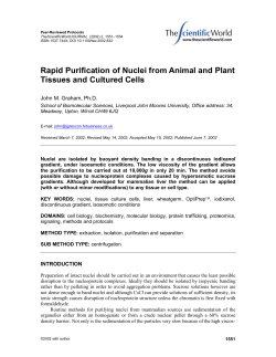 Rapid Purification of Nuclei from Animal and Plant Tissues
