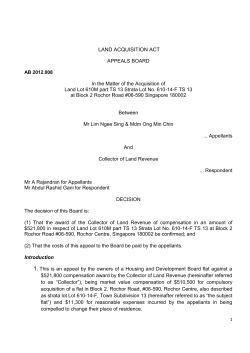 LAND ACQUISITION ACT APPEALS BOARD In the Matter of the