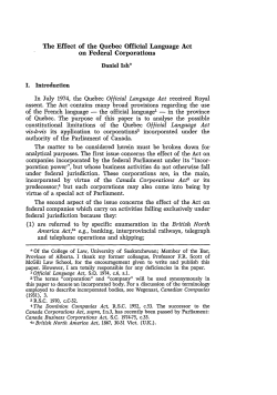 The Effect of the Quebec Official Language Act on Federal