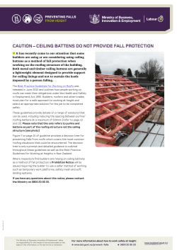 Ceiling battens do not provide fall protection - factsheet