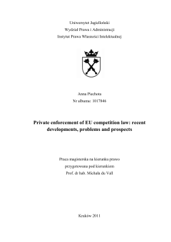 Private enforcement of EU competition law: recent developments