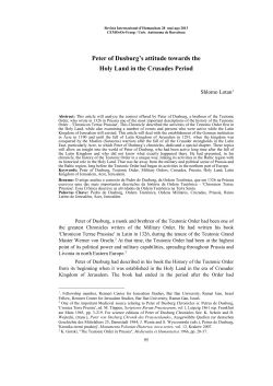 Peter of Dusburg`s attitude towards the Holy Land in the Crusades