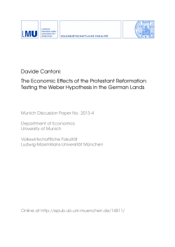 Davide Cantoni: The Economic Effects of the Protestant Reformation