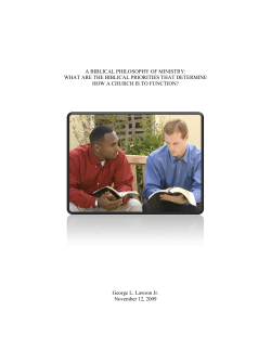 A BIBLICAL PHILOSOPHY OF MINISTRY