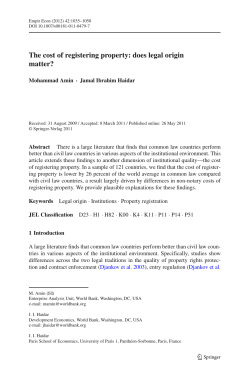 The cost of registering property: does legal origin matter?