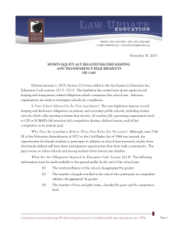 Sports Equity Act Related Record Keeping and Transparency