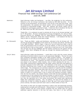 Investor Information - Financials at jet airways Jet Airways