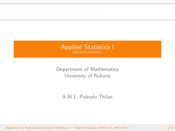 Applied Statistics I - Department of Mathematics