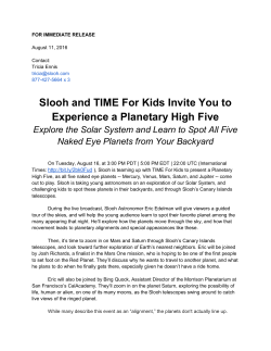 Slooh and TIME For Kids Invite You to Experience a Planetary High
