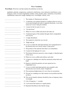 Wave Vocabulary Word Bank: Write the word that matches the