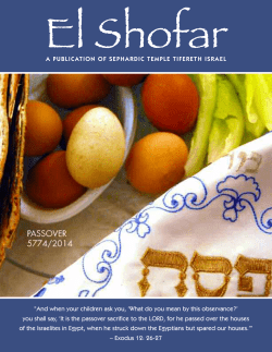 A PUBLICATION OF SEPHARDIC TEMPLE TIFERETH ISRAEL &ldquo;And