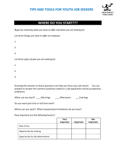 TIPS AND TOOLS FOR YOUTH JOB SEEKERS WHERE DO YOU