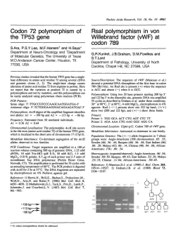 Codon 72 polymorphism of the TP53 gene Rsal polymorphism in
