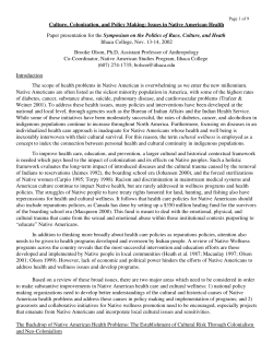 Culture, Colonization, and Policy Making: Issues in Native American