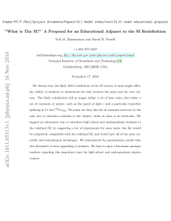 " What is The SI?" A Proposal for an Educational Adjunct to the SI