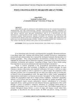 POST-COLONIALISM IN SHAKESPEAREAN WORK