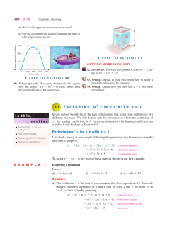 6.3 FACTORING ax2 bx c WITH a 1